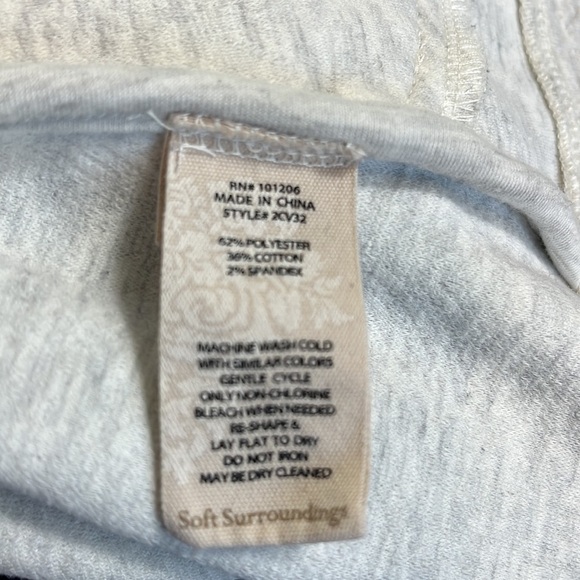 Soft Surroundings Jacket Women's Size M Cream & Gray Embossed Ribbon Tie Front - Picture 6 of 14